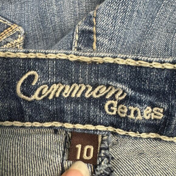 Y2K 00s Paint Splatter Straight Leg Mid Rise Jeans Flap Pockets Size 10 - Picture 9 of 9